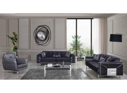 Black-Grey Living Room Sofa Set Designer Sofas Side Table 5-piece Set