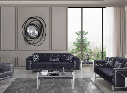 Black-Grey Living Room Sofa Set Designer Sofas Side Table 5-piece Set