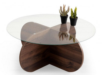 Modern coffee table living room glass dark brown wood chipboard new