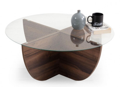 Minimalist coffee table made of glass wood X-legs modern style new