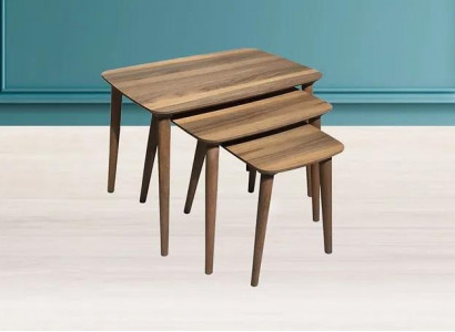 Rectangular coffee table set 3x tables living room dining room brown wood