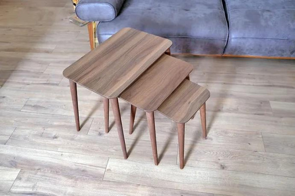 Rectangular coffee table set 3x tables living room dining room brown wood
