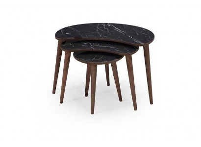 Coffee tables 3 x set made of black wood luxurious living room table set