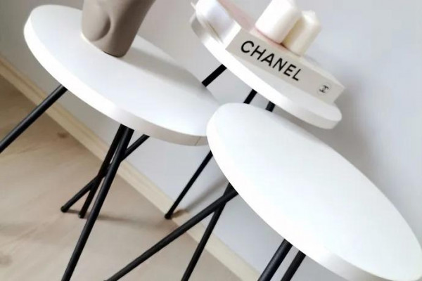 Living room coffee table side table set 3x modern white MDF metal legs