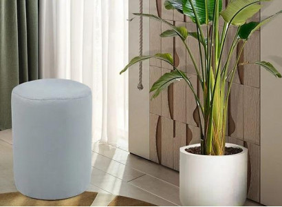 Luxurious stool with white fabric cover and MDF frame new
