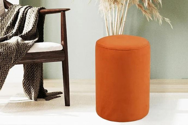 Orange-colored stool, new high-quality stool, textile, chipboard.