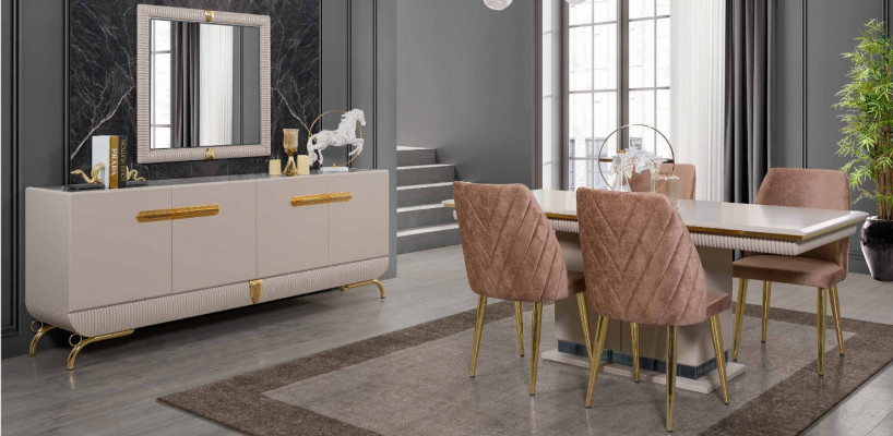Exclusive stainless steel dining room furniture dining room set sideboard mirror