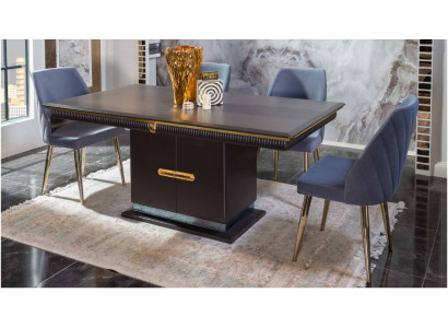 Luxurious Stainless Steel Dining Set Modern Dining Table 4x Upholstered Chairs