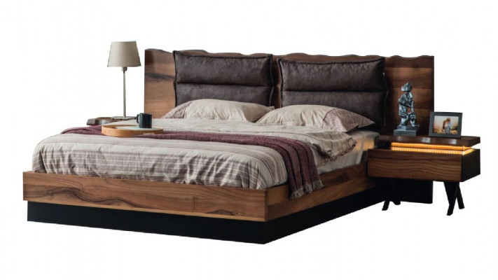 Modern wooden bedroom set designer double bed nightstand 5-piece set