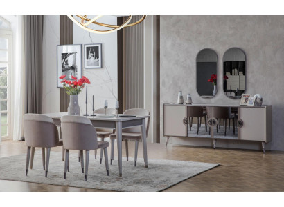 Gray dining room set dining chairs extendable table sideboard