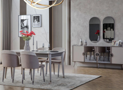 Gray dining room set dining chairs extendable table sideboard