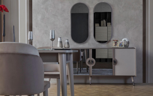 Gray dining room set dining chairs extendable table sideboard