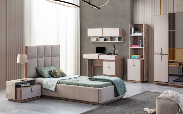 Complete children's room set luxury bed, 1x nightstand, bookshelf