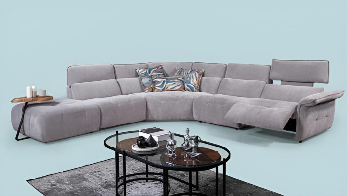 Stylish Grey Corner Sofa L-Shaped Living Room Designer Couch Luxury Sofas