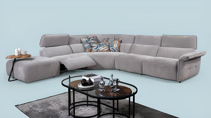 Stylish Grey Corner Sofa L-Shaped Living Room Designer Couch Luxury Sofas
