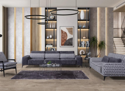 Gray living room seating ensemble exclusive three-seater single-seater 3-piece 4+3+1.