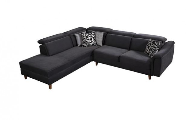 Black upholstered corner sofa L-shape couch living room living landscape new