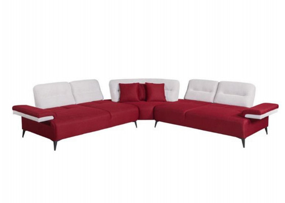 Red Stylish Corner Sofa L-Shaped Couch Designer Living Room Wood Set