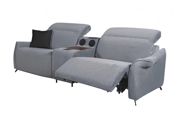 Gray upholstered sofa designer 3-seater three-seater with sound system modern