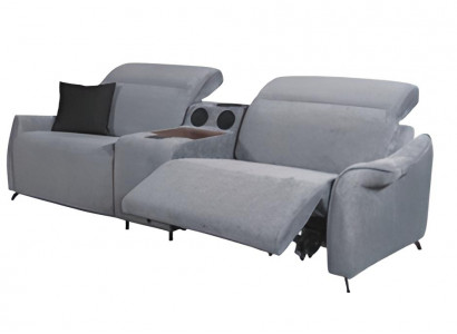Gray upholstered sofa designer 3-seater three-seater with sound system modern