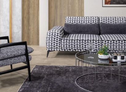 Grey living room fabric sofa 3-seater couches luxury lounge armchair 2-piece