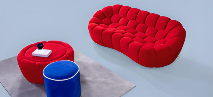 Modern upholstery set exclusive 3-seater sofa luxurious 2x stools