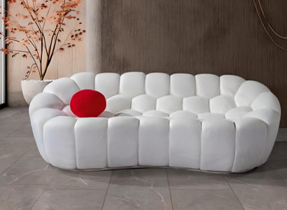 White Upholstered Sofa Designer 3-Seater Living Room Couches Three-Seater New