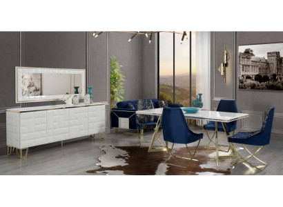 Exclusive White Dining Room Set Luxurious Dining Table x4 Chairs 7-piece