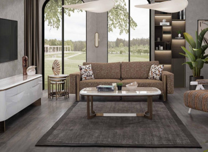 Stylish Brown Living Room Sofa Set Designer 3-Seater 1-Seater 3-piece Set