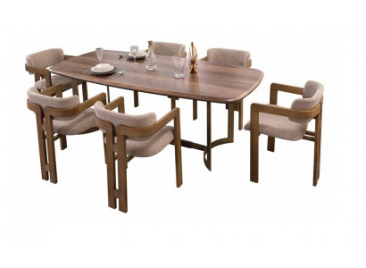 Brown dining room set designer upholstered chairs dining table dining group