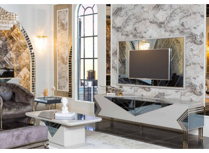 Modern white living room set designer TV-sideboard luxury TV frame