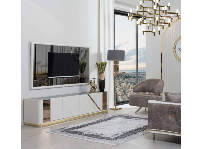 Modern living room furniture designer TV stand luxurious TV frame 2-piece set
