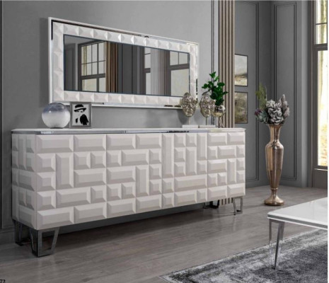 White luxury dresser designer rectangular mirror modern sideboard