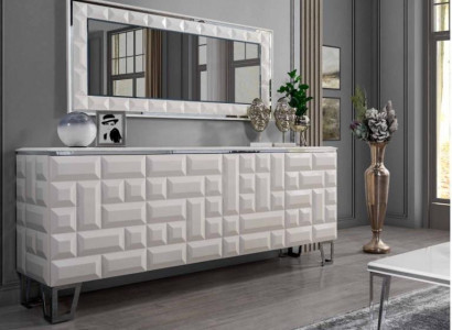 White luxury dresser designer rectangular mirror modern sideboard
