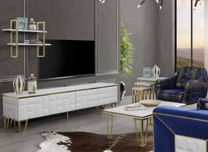Stylish Living Room Set Designer Stainless Steel Shelf Modern TV Cabinet