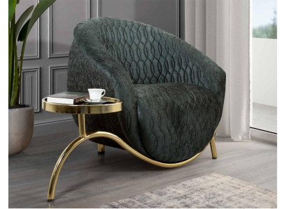 Green upholstered armchair designer lounge chair furniture luxurious 1-seater