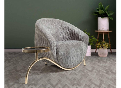 Gray Upholstered Single-Seat Living Room Designer Club Armchair Noble 1-Seater