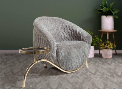 Gray Upholstered Single-Seat Living Room Designer Club Armchair Noble 1-Seater