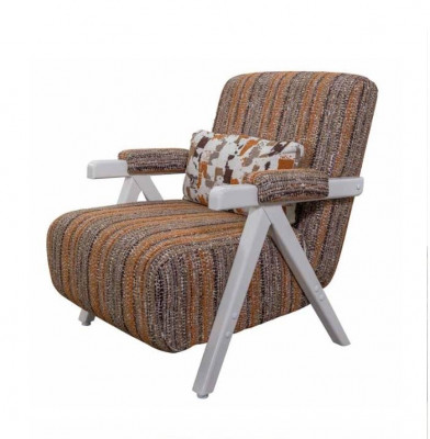 Multicolored armchair designer seating luxurious upholstered single-seater