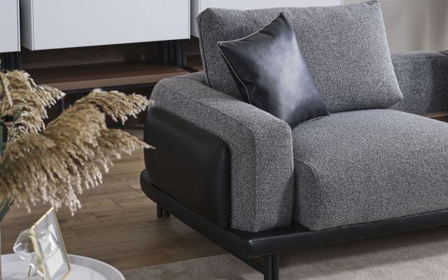 Gray living room set L-shaped sofa designer upholstered armchair coffee table