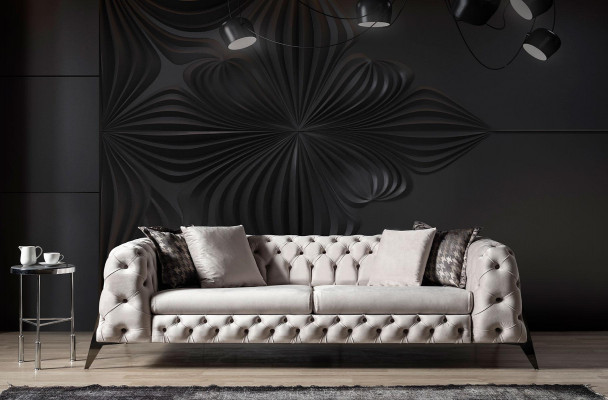 Light gray living room Chesterfield sofa set 4+3 armchairs luxury armchairs