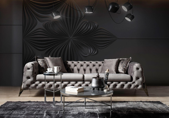 Light gray living room Chesterfield sofa set 4+3 armchairs luxury armchairs