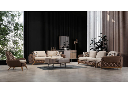 Designer sofa set 4+3 seater luxury leather armchair coffee table 4-piece set