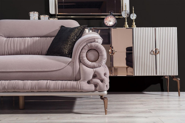 Stylish living room set designer three-seater upholstered armchair coffee table