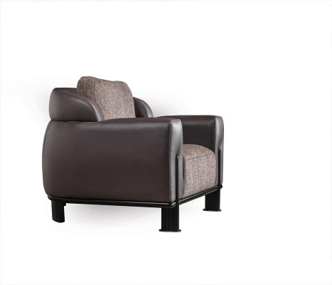 Brown living room set designer textile three-seater upholstered armchair 2-piece set