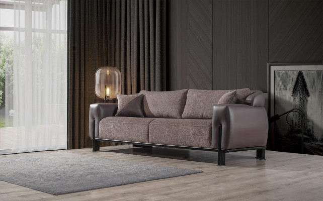 Brown living room 3-seater designer sofa exclusive couches new
