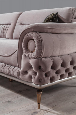 Stylish 3-Seater Living Room Pink Luxury Sofas Upholstered Seating Furniture New