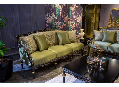 Luxury Three-Seater Modern Couch Upholstery Furniture Sofas Fabric Textile Green