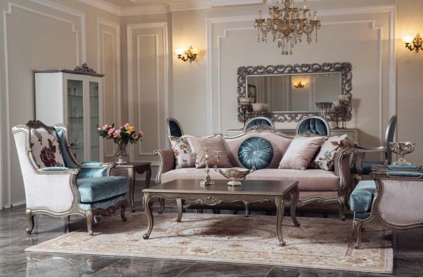 Three-seater sofa 3-seater couches luxury upholstered fabric lilac