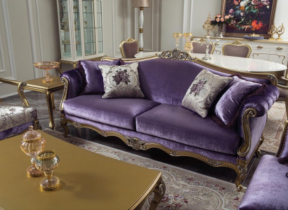 Three-seater sofa 3 seater couches luxury couch velvet baroque rococo violet